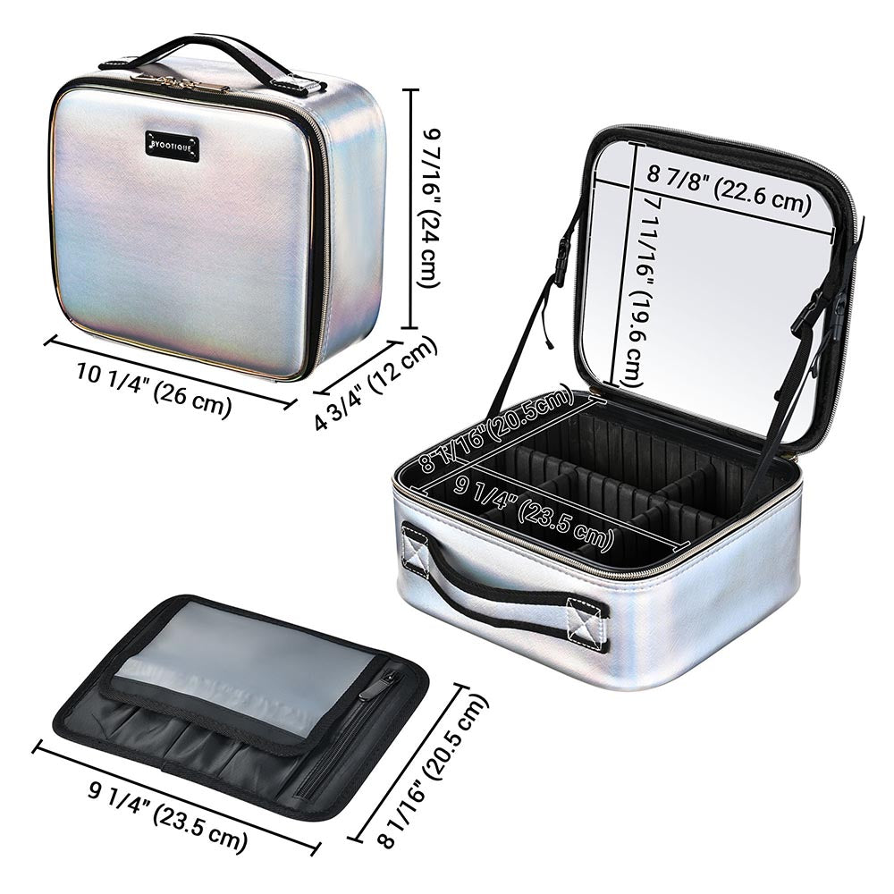 Yescom Iridescent Makeup Vanity Case with Mirror & Brush Holder