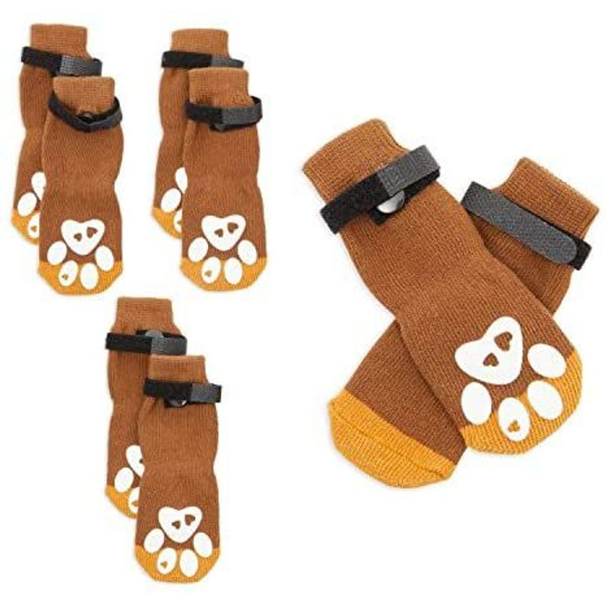 4 Pairs Slip Resistant Dog Socks， Warm Paw Protectors for Dogs， Grippy Doggie Booties for Slippery Hardwood， Linoleum， Tile， Laminate， Marable， and Polished and Waxed Floors， 8 Pieces， Small