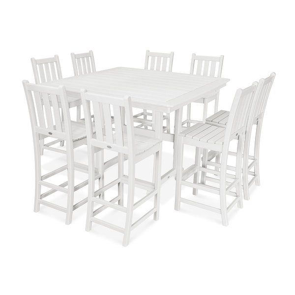 POLYWOOD Traditional Garden 9Piece Nautical Trestle Bar Set