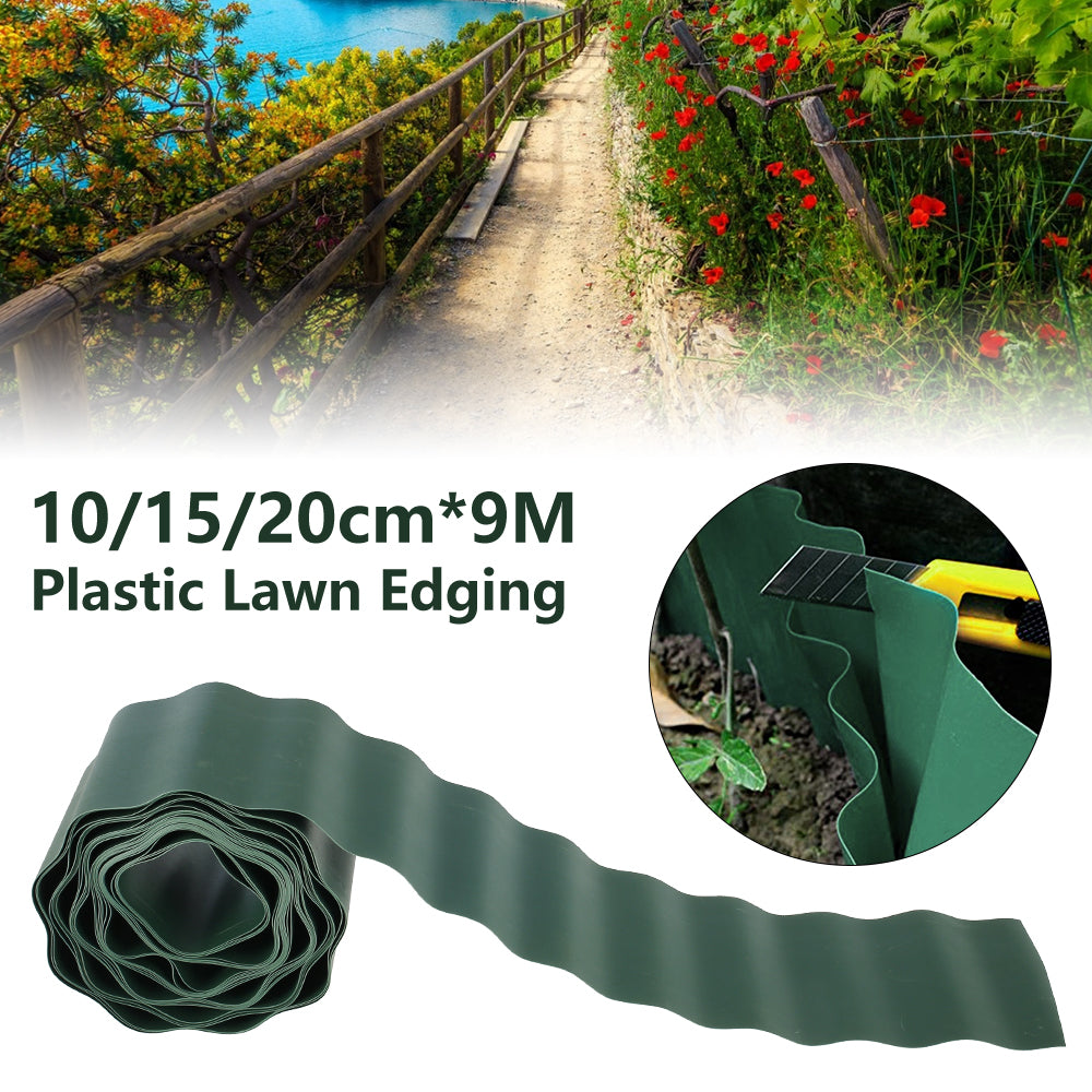 Willstar Plastic Lawn Edging Roll 9m x 20cm Flexible Garden Lawn Grass Edge PVC Garden Lawn Edging DIY Outdoors Garden Fence Flexible Garden Lawn Grass Edge