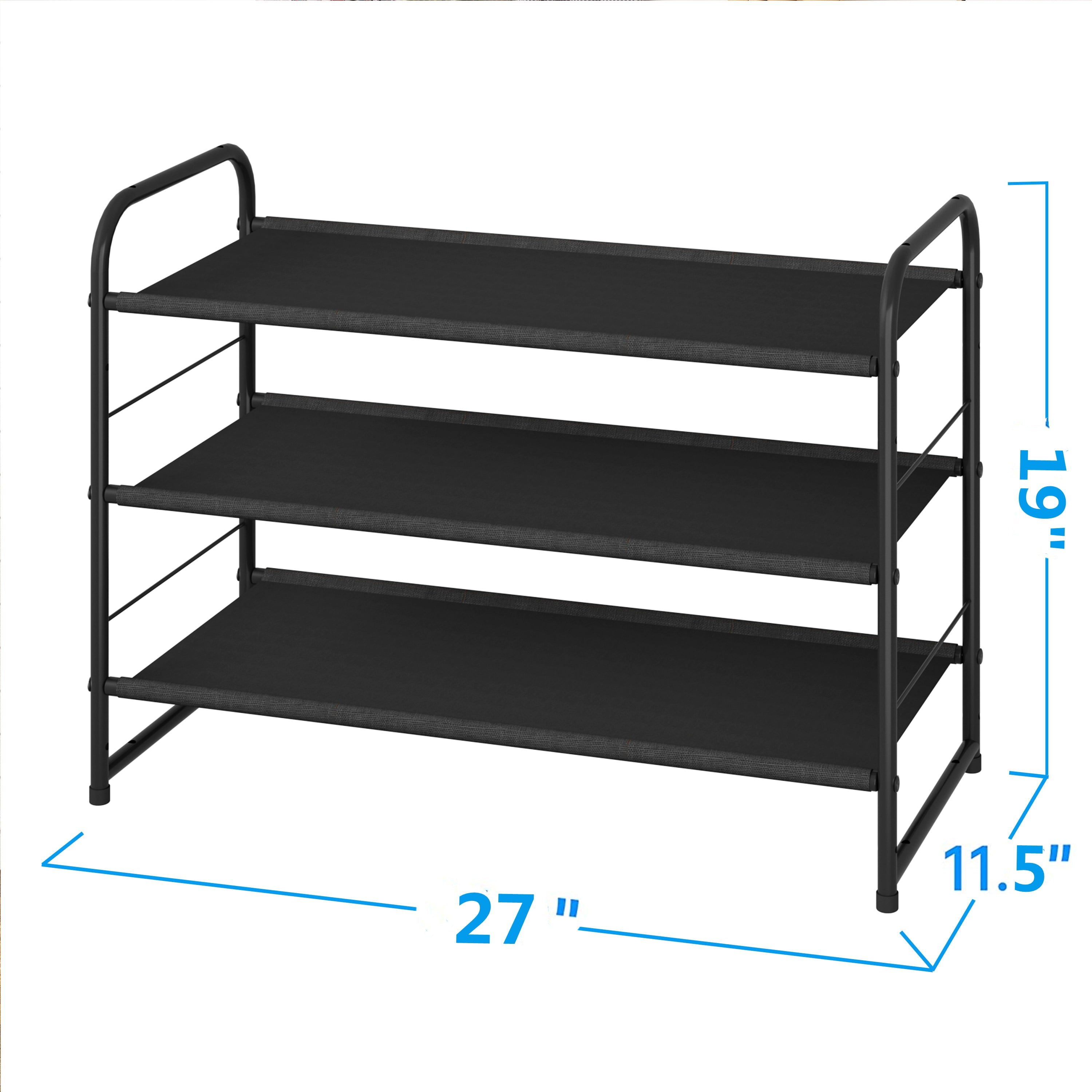 Simple Trending 3-Tier (9 Pairs) Fabric Shoe Rack ， Black