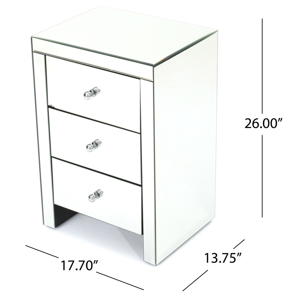 GDF Studio Fiona Classic Mirror Finished 3 Drawer Side Table   Contemporary   Side Tables And End Tables   by GDFStudio  Houzz