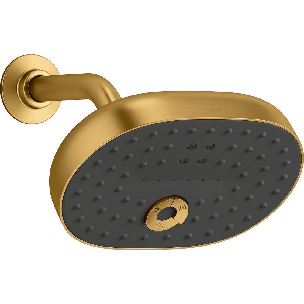 KOHLER Statement 3-Spray Patterns with 2.5 GPM 8 in. Wall Mount Fixed Shower Head in Vibrant Brushed Moderne Brass 26290-2MB