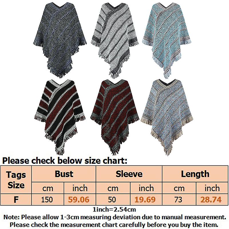 Women Casual Long Sleeve Shawl Wrap Ponchos Winter Warm V Neck Poncho Sweater Travel Asymmetric Hem Pullover Cape