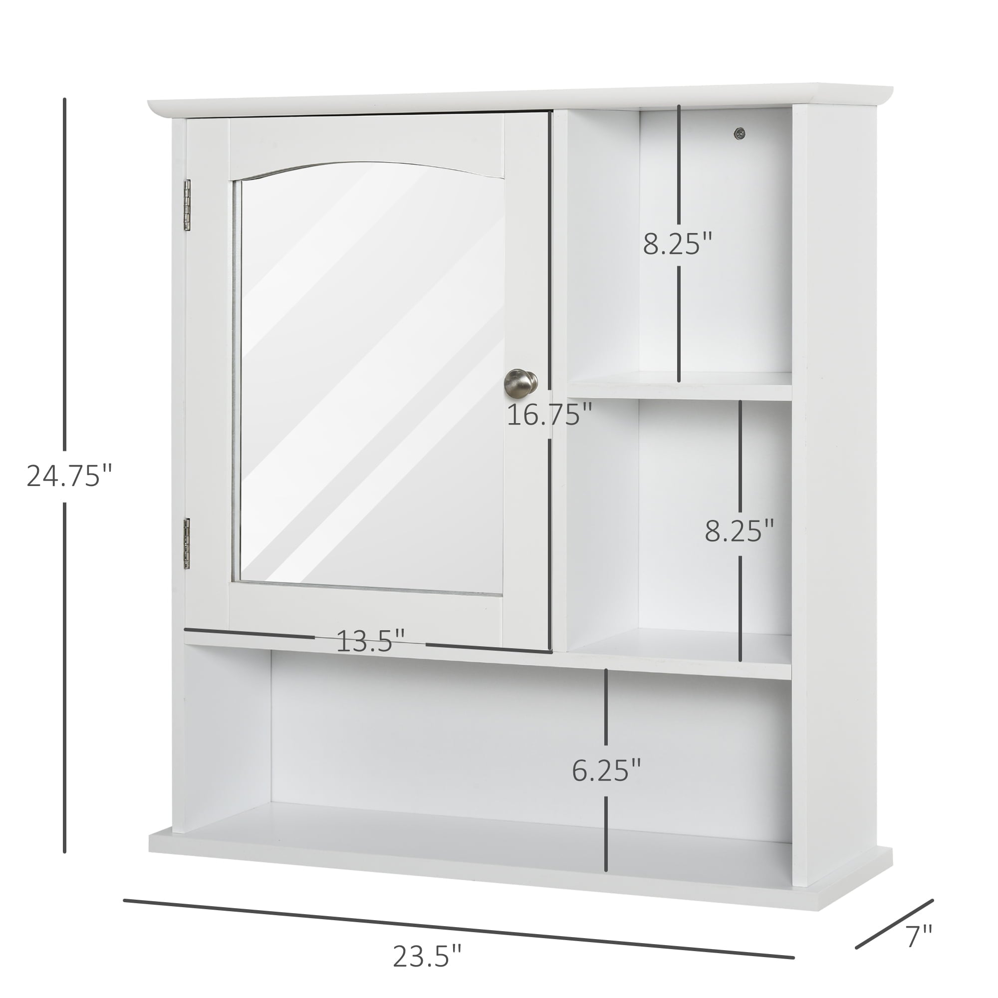 kleankin Wall-Mounted Bathroom Storage Cabinet Organizer with Mirror, White