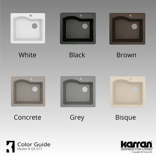 Karran Drop-In Quartz Composite 25 in. 1-Hole Single Bowl Kitchen Sink in White QT-671-WH