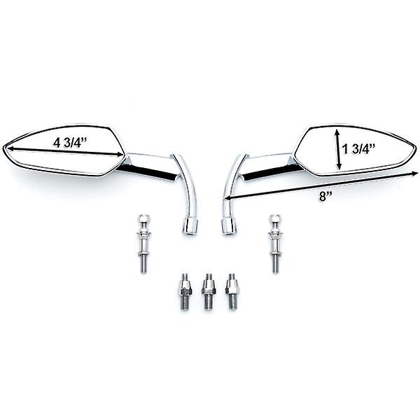 Custom Rear View Mirrors Chrome Pair w/Adapters Compatible with Honda CX FT GB 360 500 650