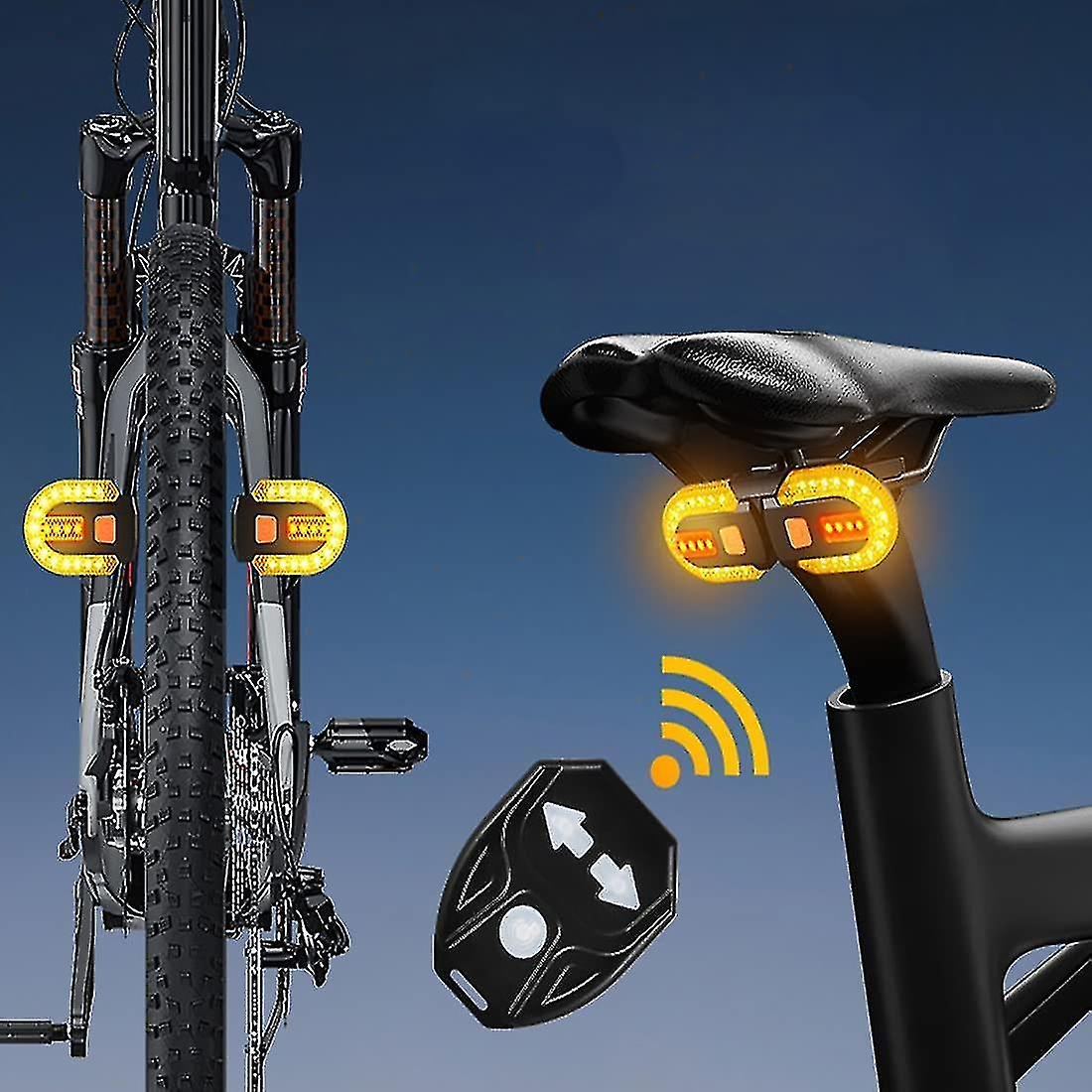 Bicycle Turn Signal Light With Wireless Remote， Two Lamp Split Rear Light With Indicator， Usb Rechar