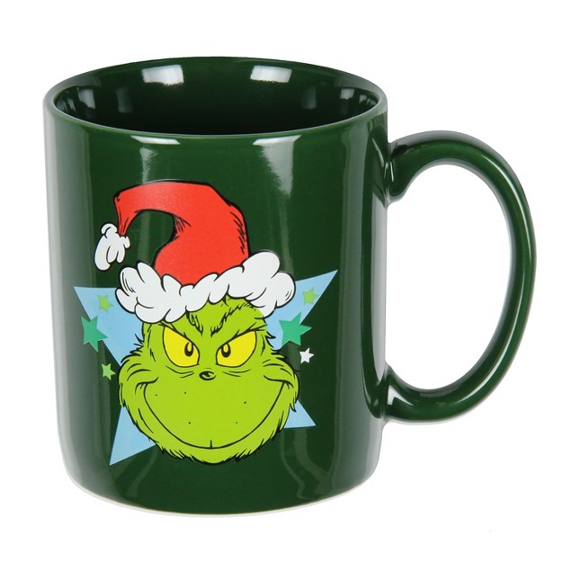 Dr Seuss The Grinch Face Holiday Coffee Mug Cup 16 Oz Green