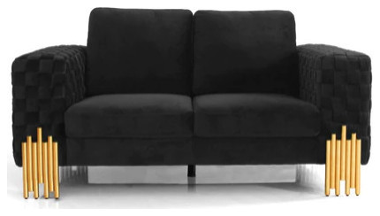 Lynel Modern Velvet Glam Black  ampGold Loveseat   Contemporary   Loveseats   by V.S.D Furniture  Houzz