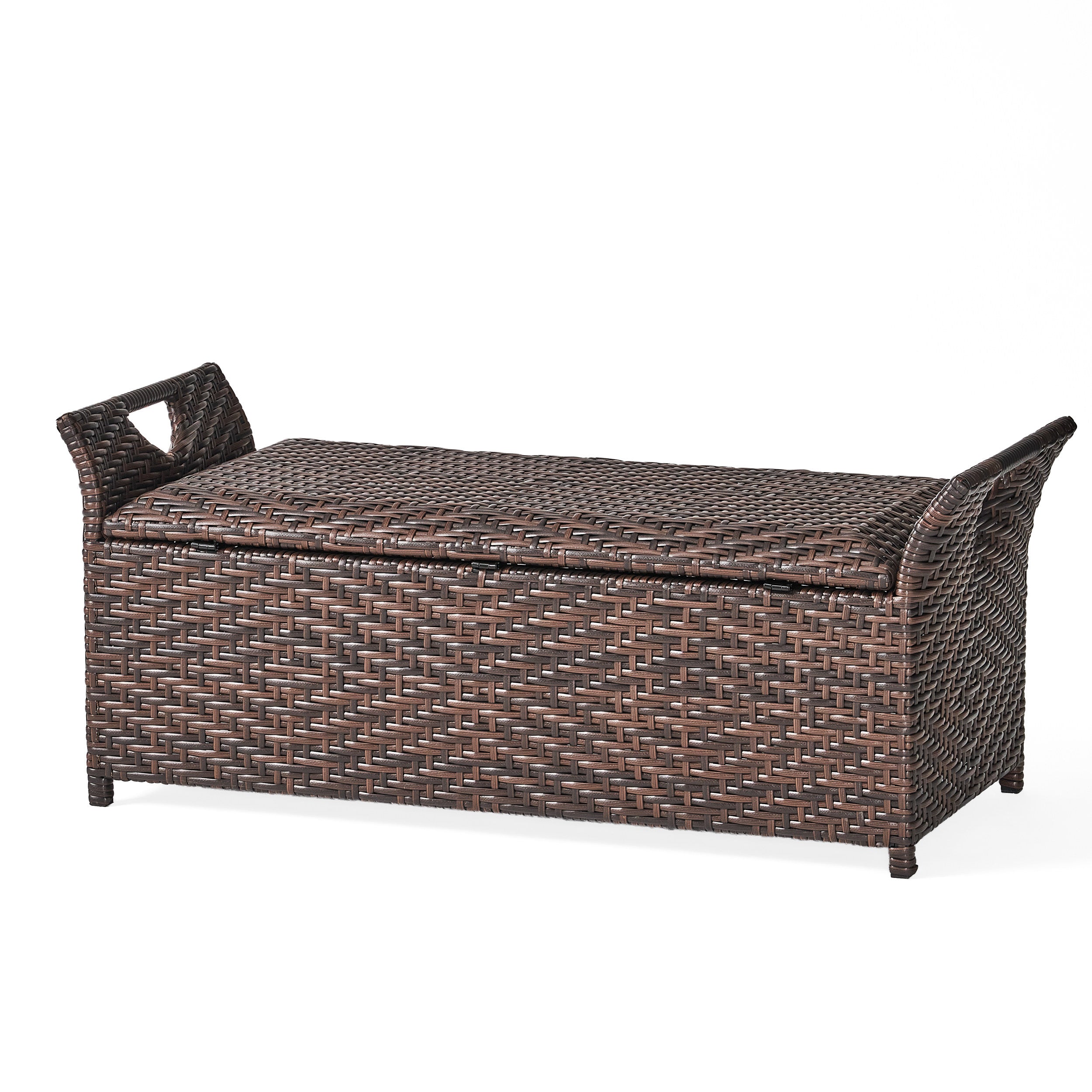 Izidora Outdoor Brown Wicker Storage Ottoman