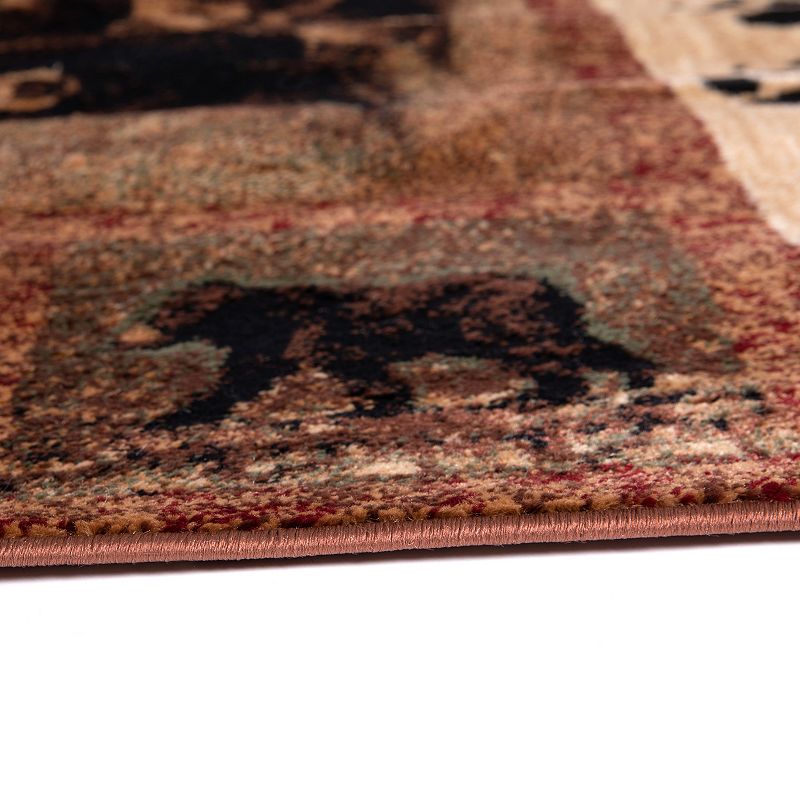 Masada Rugs Masada Rugs Kodiak Collection 2'x11' Cabin/Lodge Area Rug Runner with Bear and Cub Scene