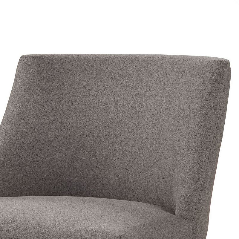 Fabric Upholstered Wooden Side Chairs With Curved Backrest， Set of Two， Gray and Brown