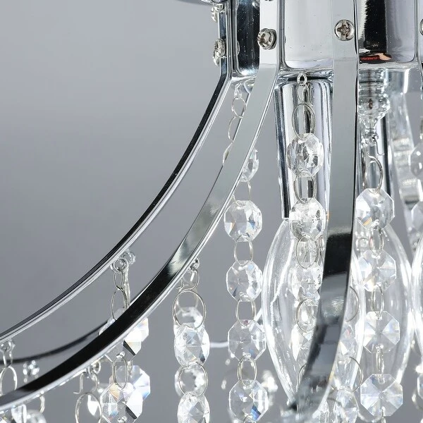 CO-Z 3-Light Crystal Raindrop Flush Mount Chandelier - Nickel