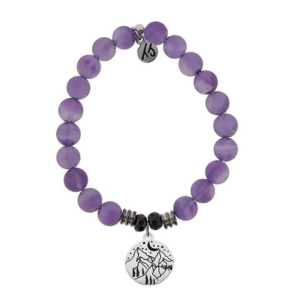 T. Jazelle  Amethyst Stone Bracelet with Mountain Sterling Silver Charm