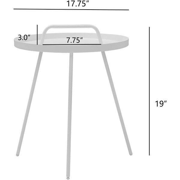 Outdoor Coffee Table with Handle，Weather Resistant Outdoor Portable End Table Millie 17in Steel Round Side Table