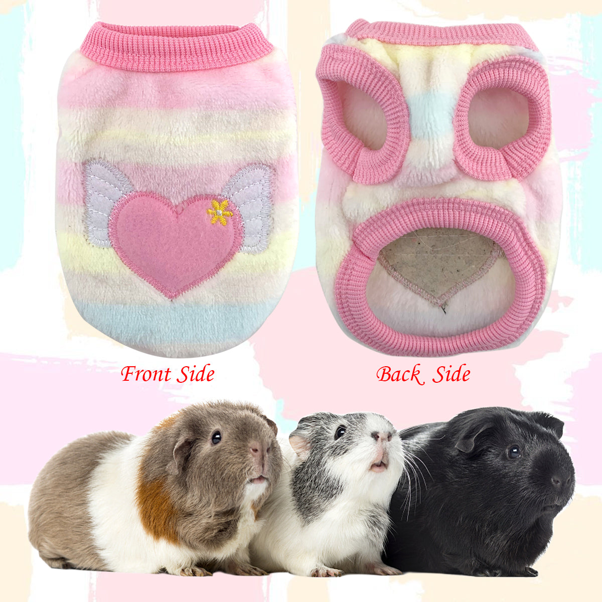 Vehomy 4 Pieces Bunny Clothes for Rabbits- Small Animal Guinea Pig Warm Vest Clothes Costume Soft T-Shirt for Kitten Ferret Chihuahua Puppy Mini Dog and Small Animals XXS