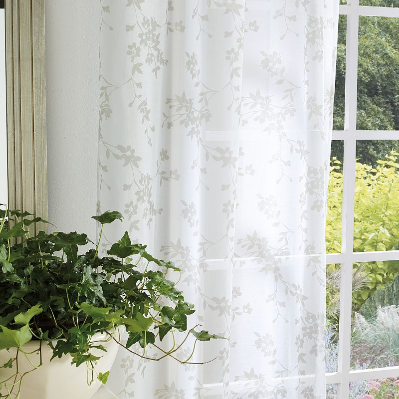 Martha Stewart Bellefield Floral Sheer Poletop 2 Window Curtain Panels