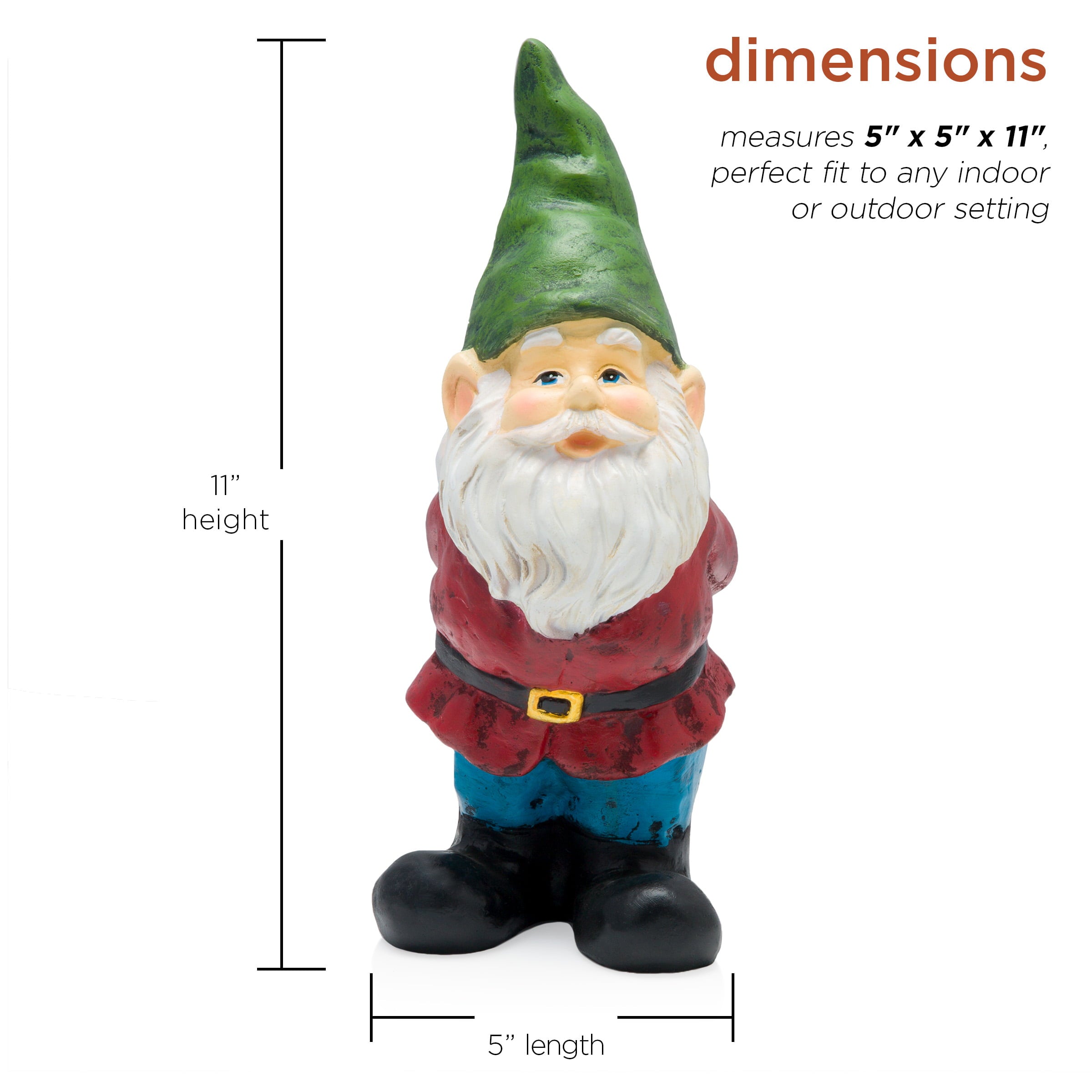 Alpine Corporation 12-Inch Bearded Garden Gnome Statue with Green Hat