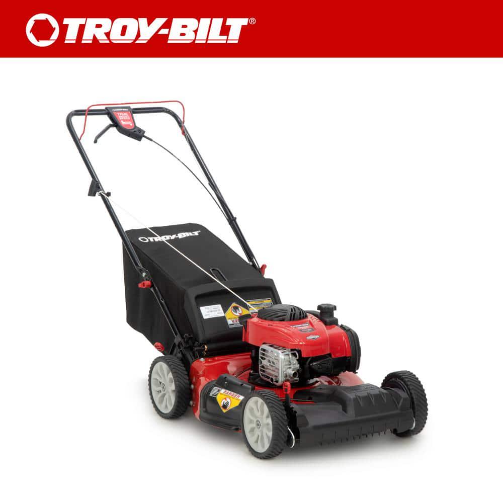 TroyBilt 21 in 140 cc Briggs and Stratton Gas Engine Self Propelled Lawn Mower with Rear Bag and Mulching Kit Included