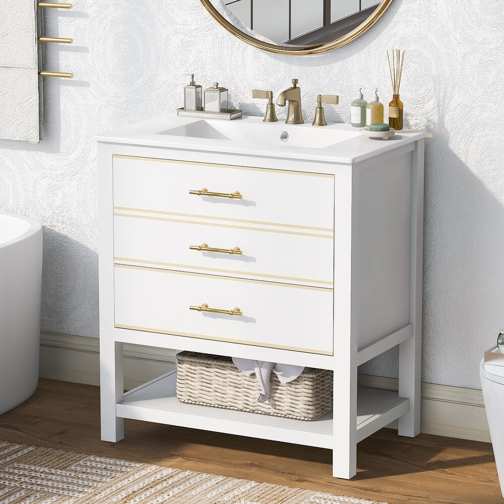 Bathroom Vanity Cabinet with Open Storage