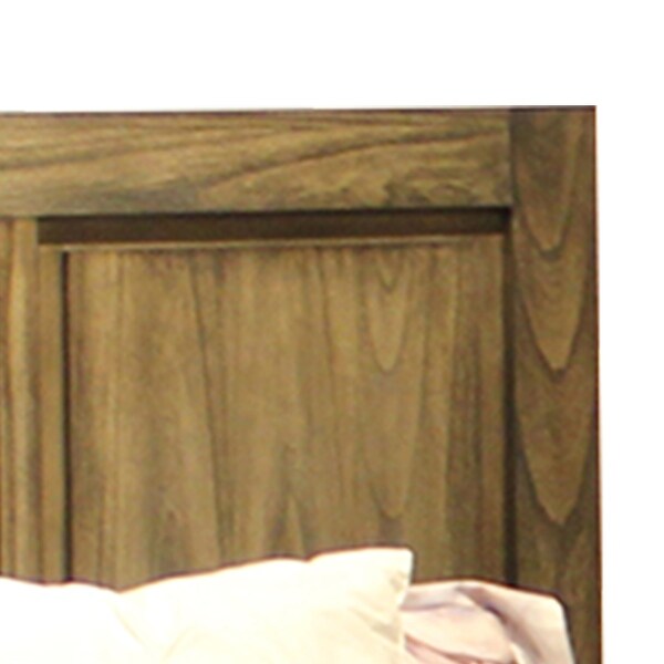 Wooden Eastern King Size Headboard Three Panelled Frame Design， Brown - - 32268403