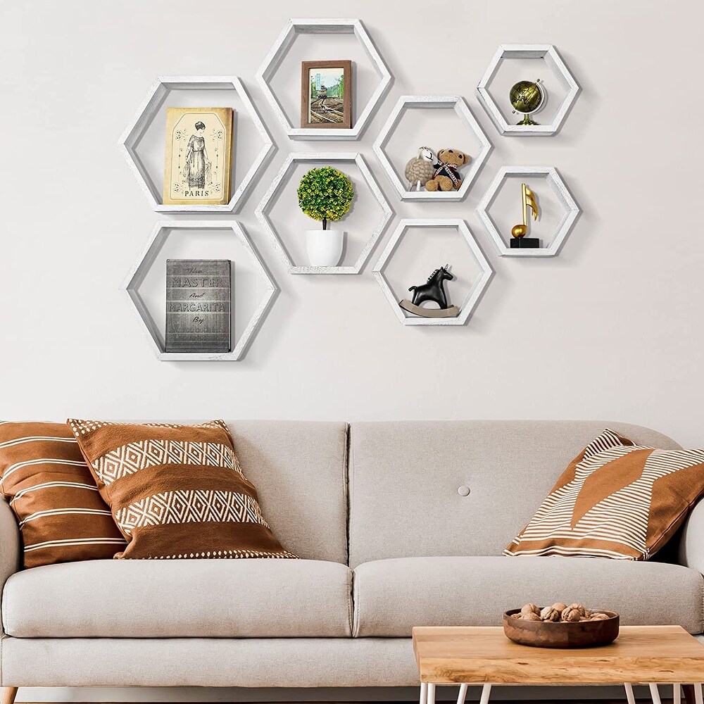 Wall Mounted Hexagon Floating Shelves