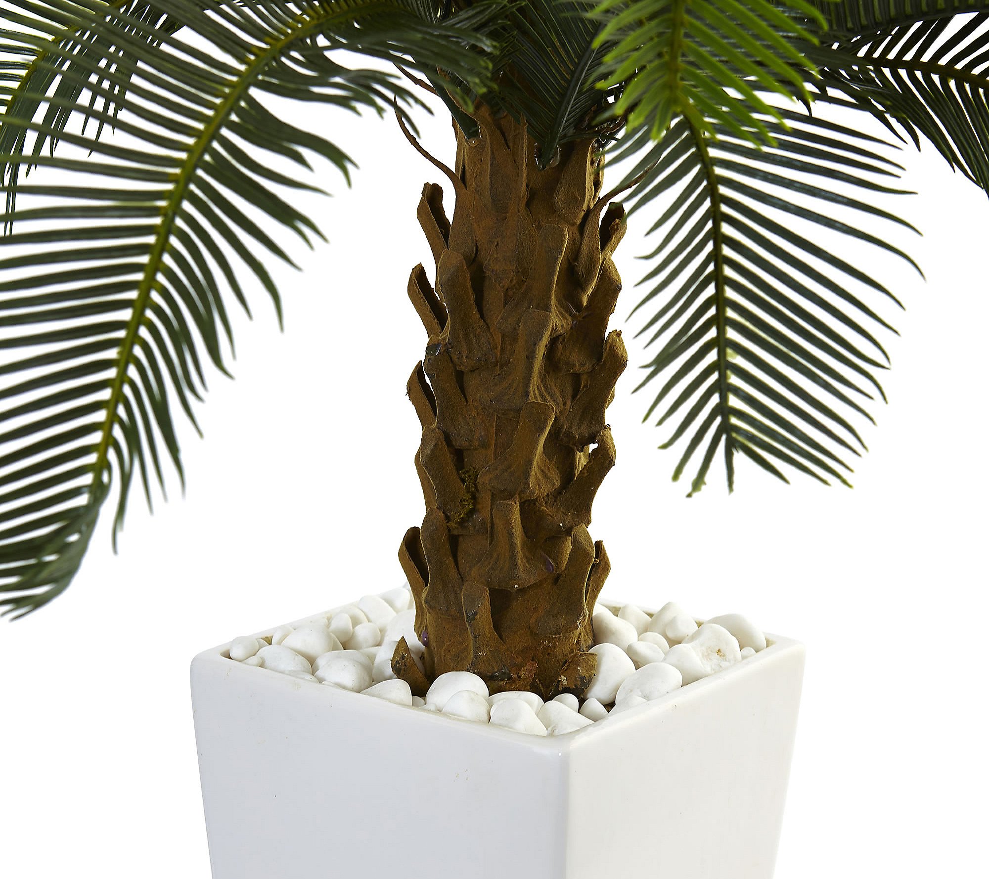 3' Cycas Tree in White Tower Planter by Nearly Natural