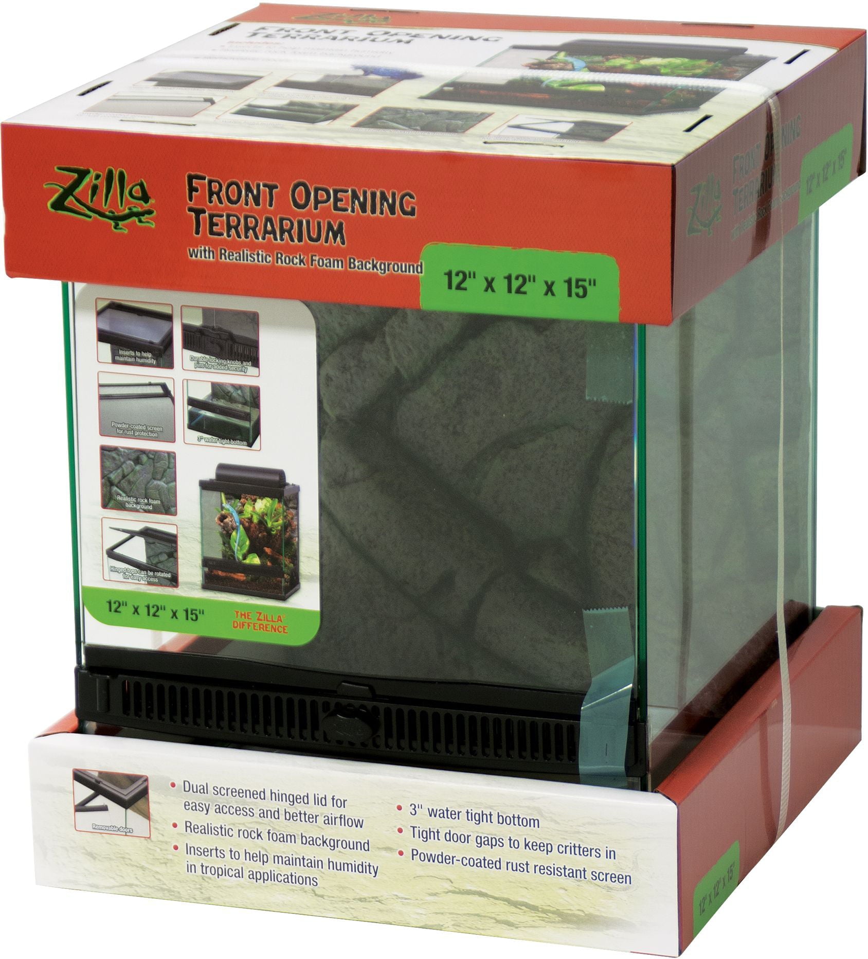 Zilla Front Opening Terrarium Black 12 x 12 x 15in