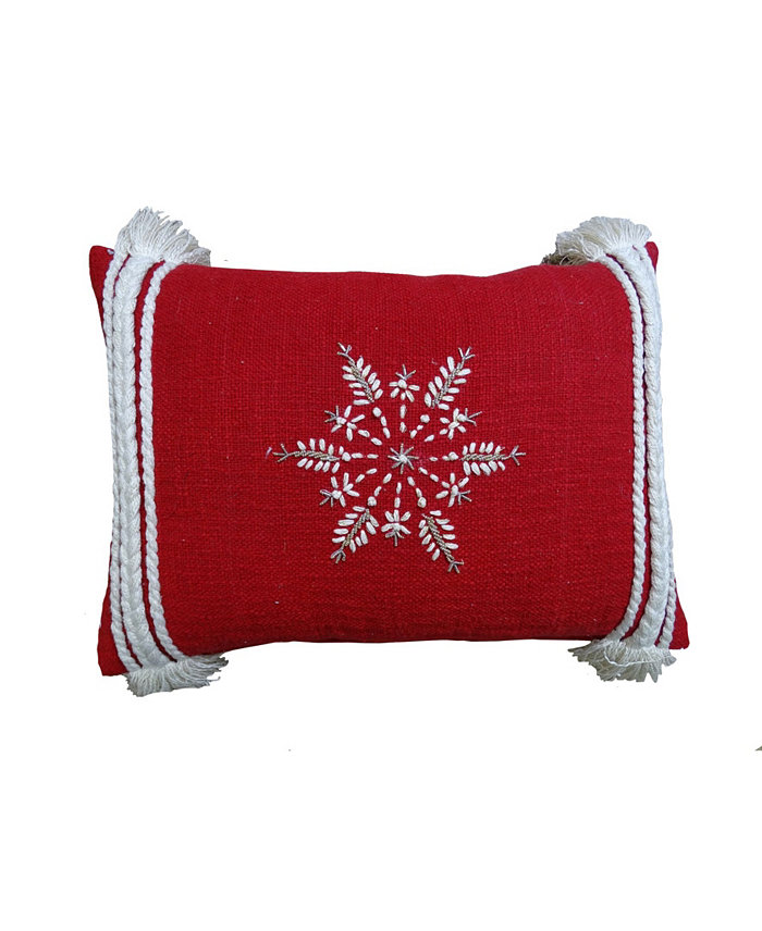 Vibhsa Chicos Home Beaded Snowflake Decorative Pillow， 14