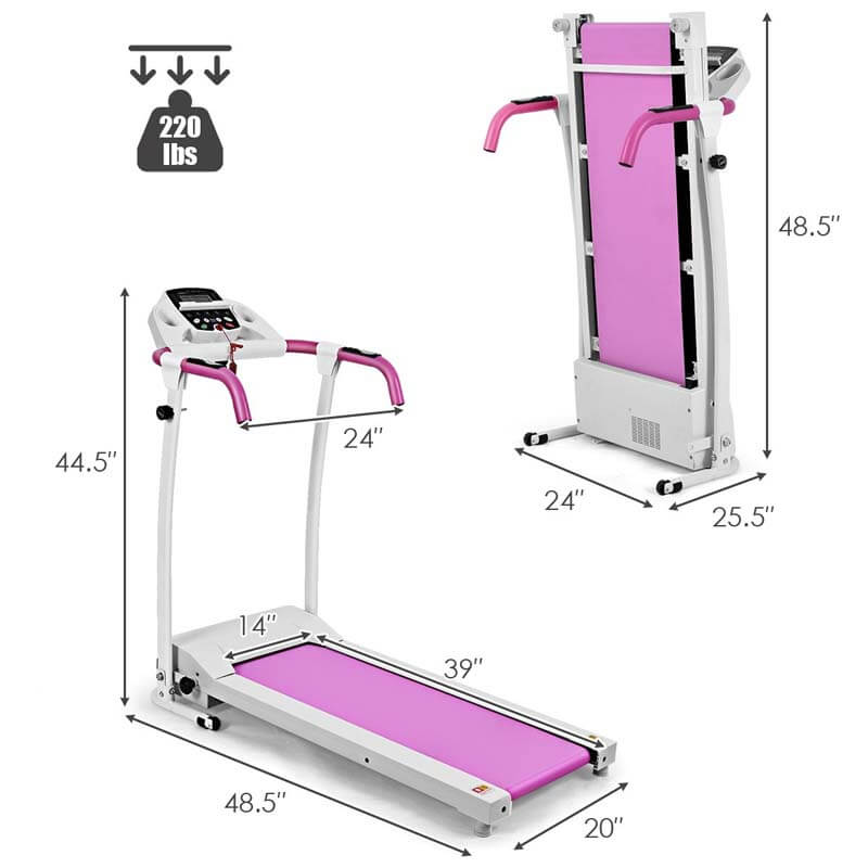 Electric Folding Treadmill, Fitness Compact Running Machine with 12 Preset Programs LCD Monitor