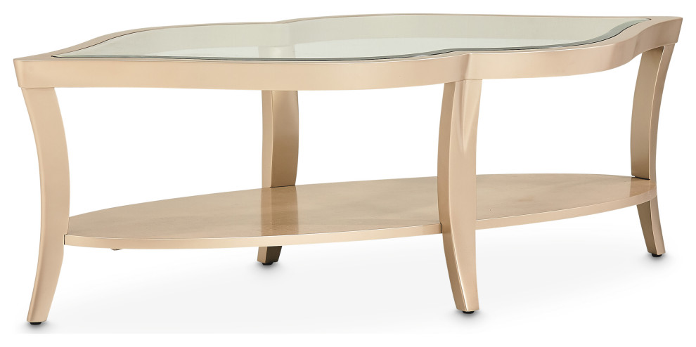 Malibu Crest Glass Cocktail Table   Chardonnay   Contemporary   Coffee Tables   by Michael Amini  Houzz