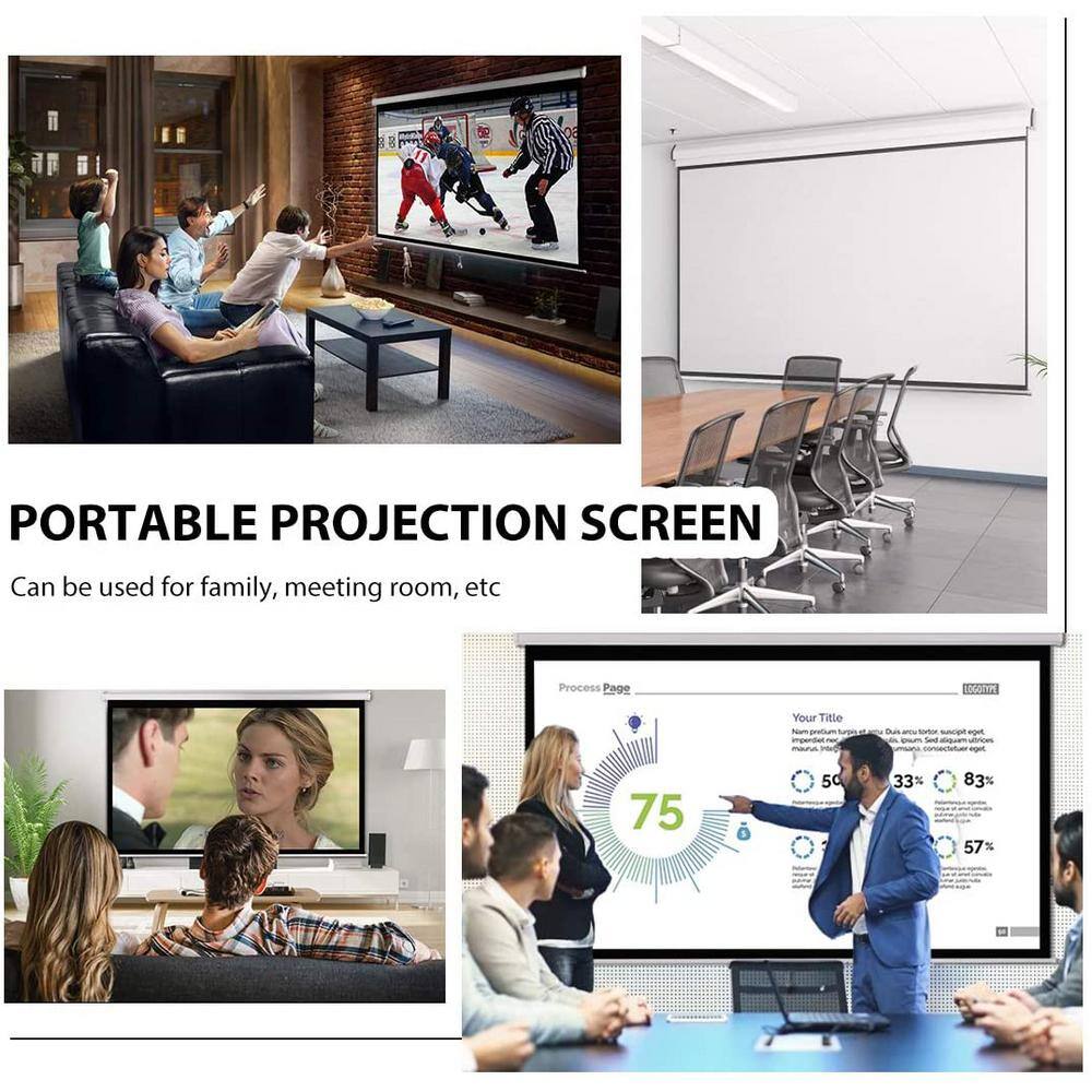 VIVOHOME 100 in. Manual Pull Down Projector Screen X002CMJAQF