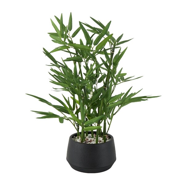 Green Faux Foliage Artificial Plant with Black Plastic Pot