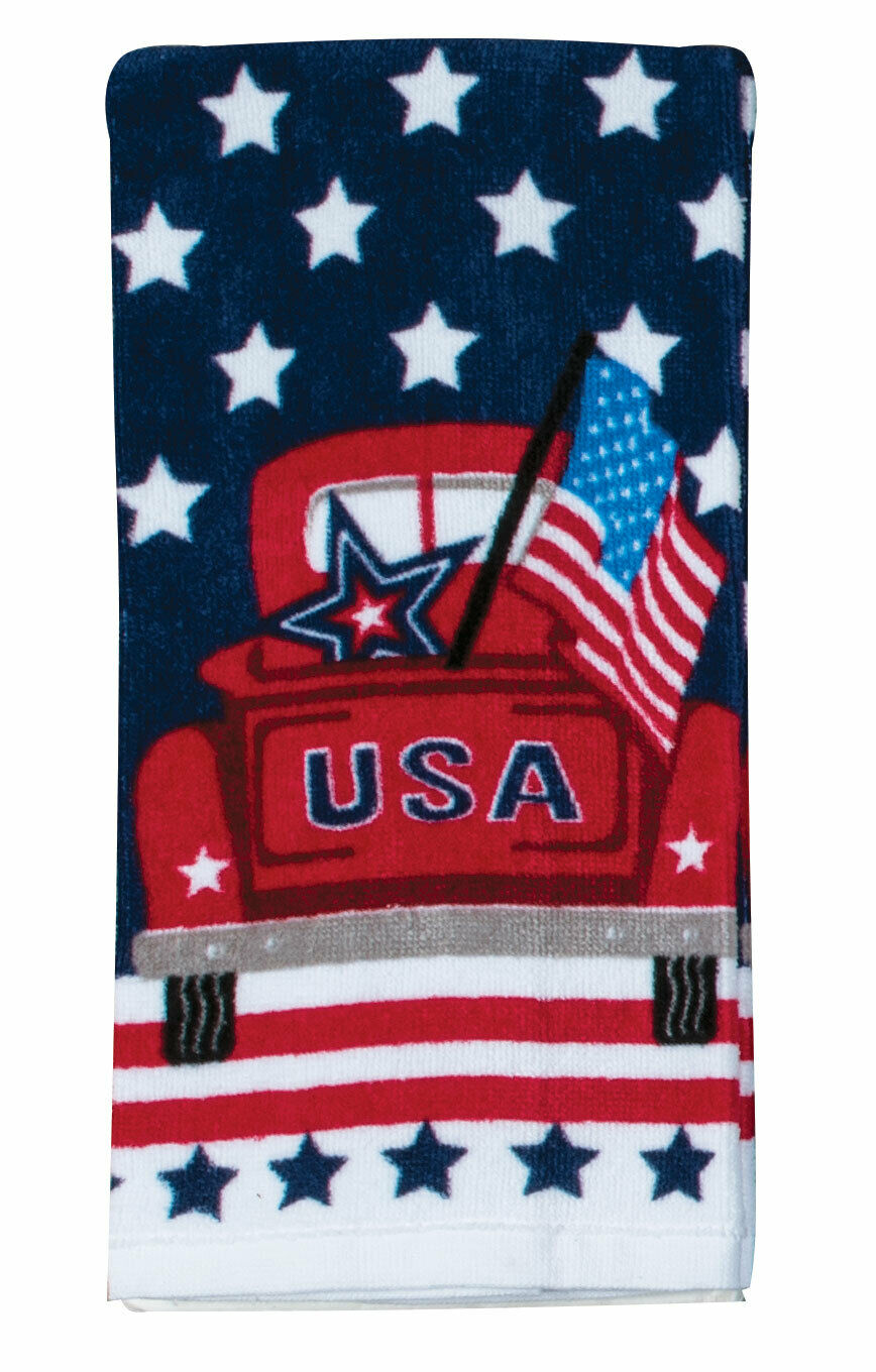 Set of 2 USA TRUCK American Flag Terry Kitchen Towels by Kay Dee Designs