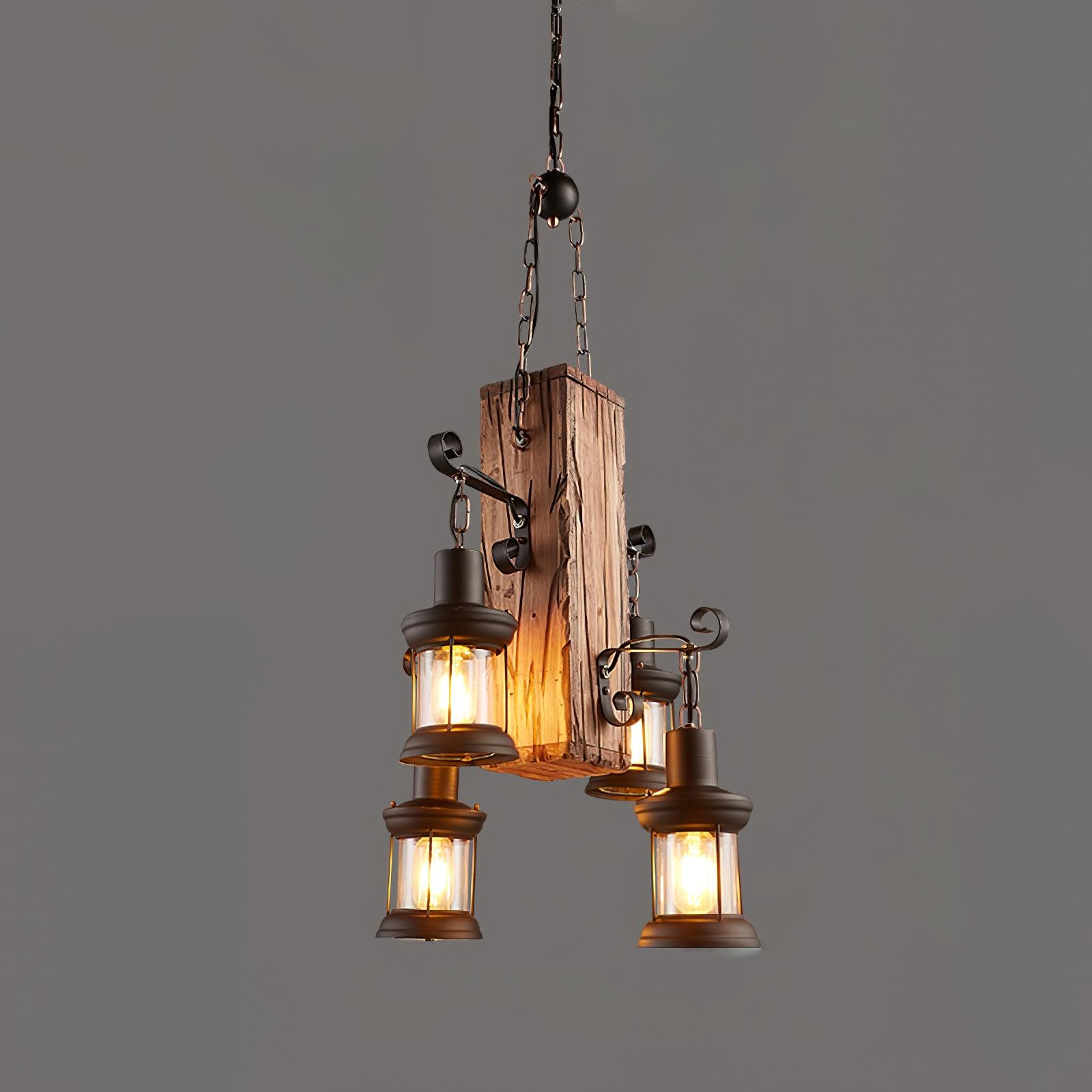 Nautical Industrial Style Wooden Chandelier