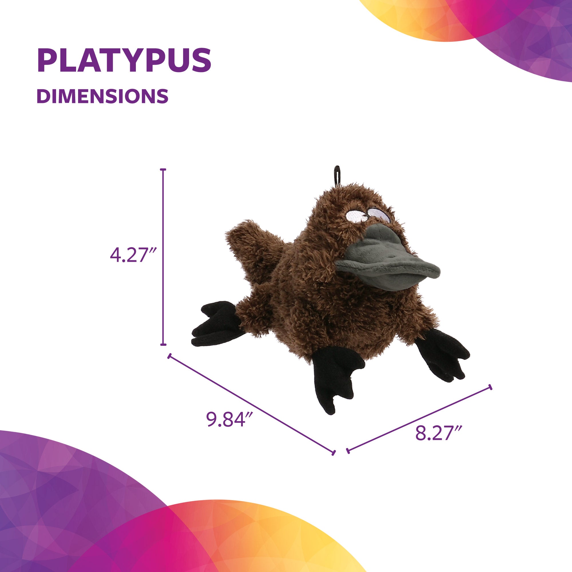 TrustyPup Strong 'N Silent Platypus， Durable Plush Silent Squeaker Dog Toy with Chew Guard Technology， Brown， Large