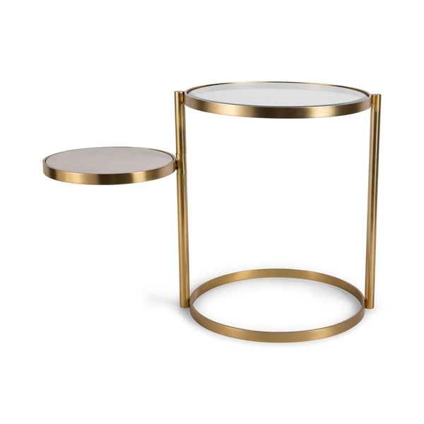 Hip Vintage Benjamin Polished Brass and White Marble Side Table