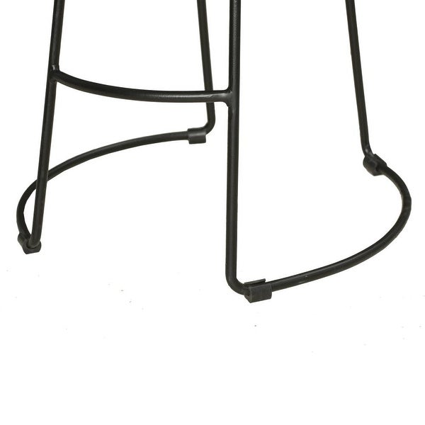 Industrial Barstool with Curved Leatherette Seat and Tubular Frame， Tan Brown and Black - 18 L X 18 W X 30 H Inches