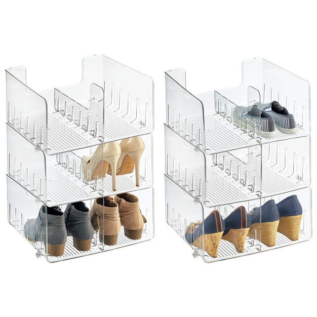 Mdesign Stackable Closet Plastic Storage Organizer Divider 6 Pack Clear