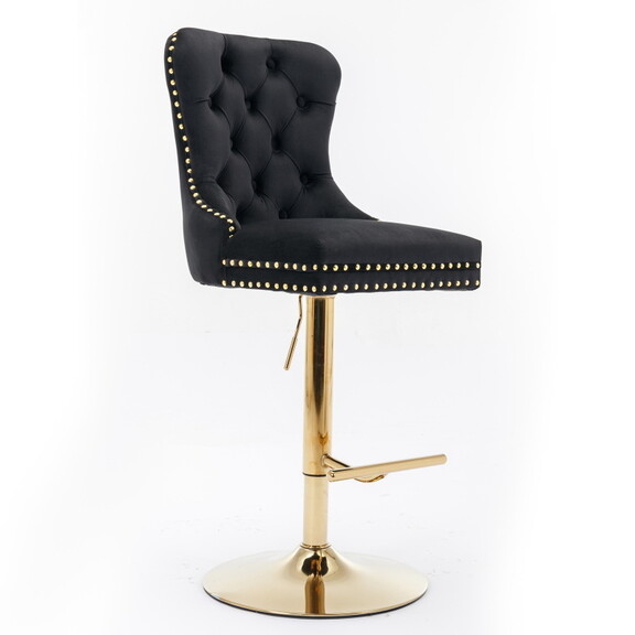 A A Furniture Thick Golden Swivel Velvet Barstools...