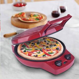 Courant 12 in. Red Pizza Cooker Calzone Maker with Timer and Temperatures Control Pizza Oven Convert to Electric Indoor Grill MCPM1240R974