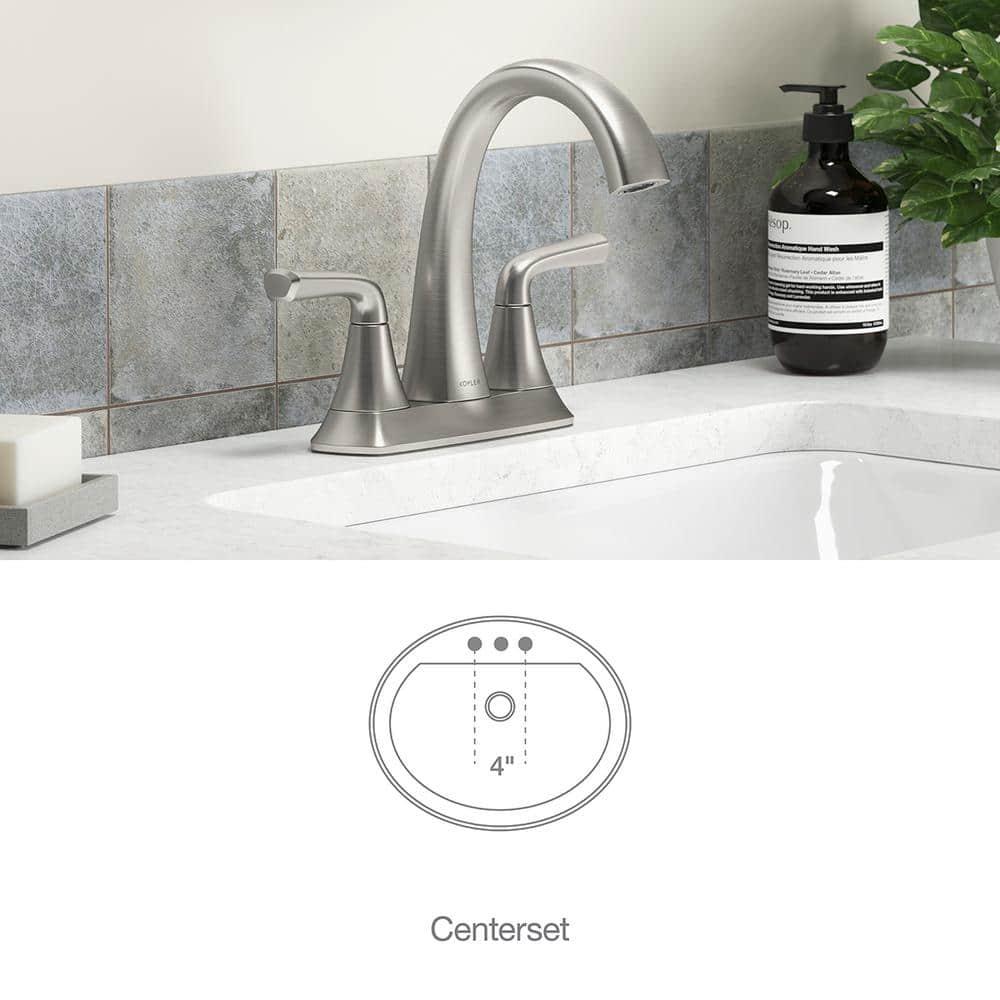 KOHLER Sundae 4 in Centerset 2Handles Bathroom Faucet in Vibrant Brushed Nickel