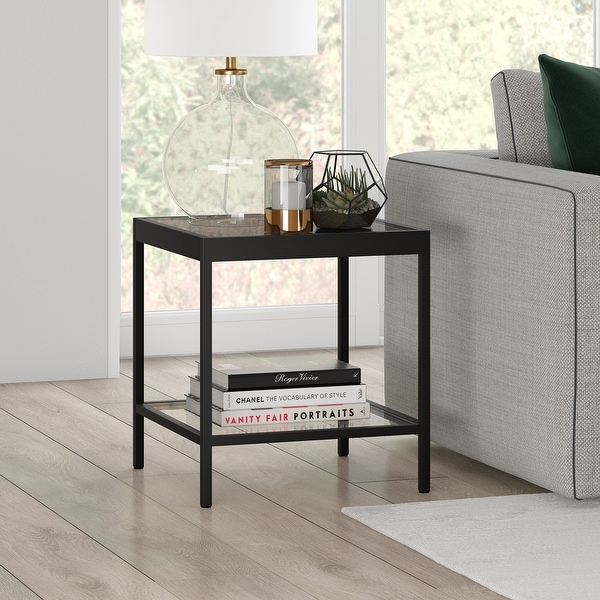 Alexis Modern Metal and Glass Square Side Table