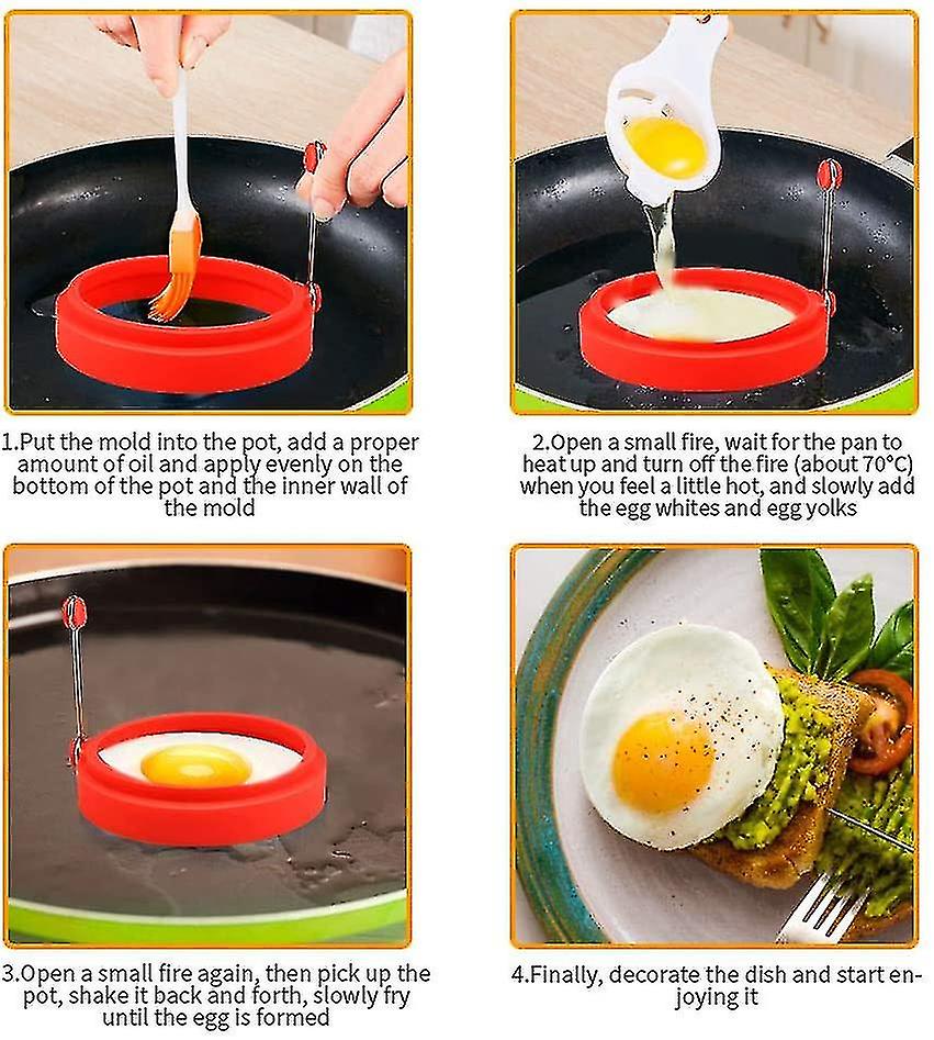 Fong Egg Ring，6 Pack Fried Egg Mold For Frying Pan Egg Rings Silic Pancake Pan Round Omelet Mold For Ing Eggs