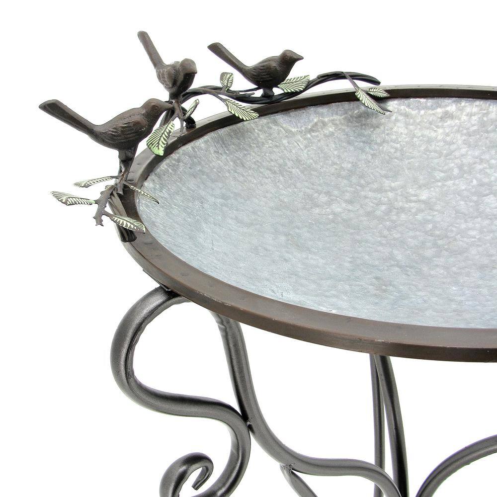 Zaer Ltd. International Three Birds Galvanized Iron Birdbath ZR180070