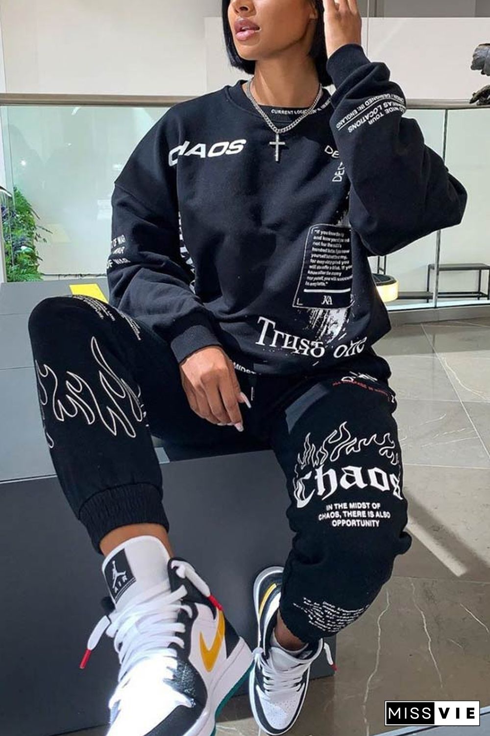 Fashion Casual Print Sweatpants Set