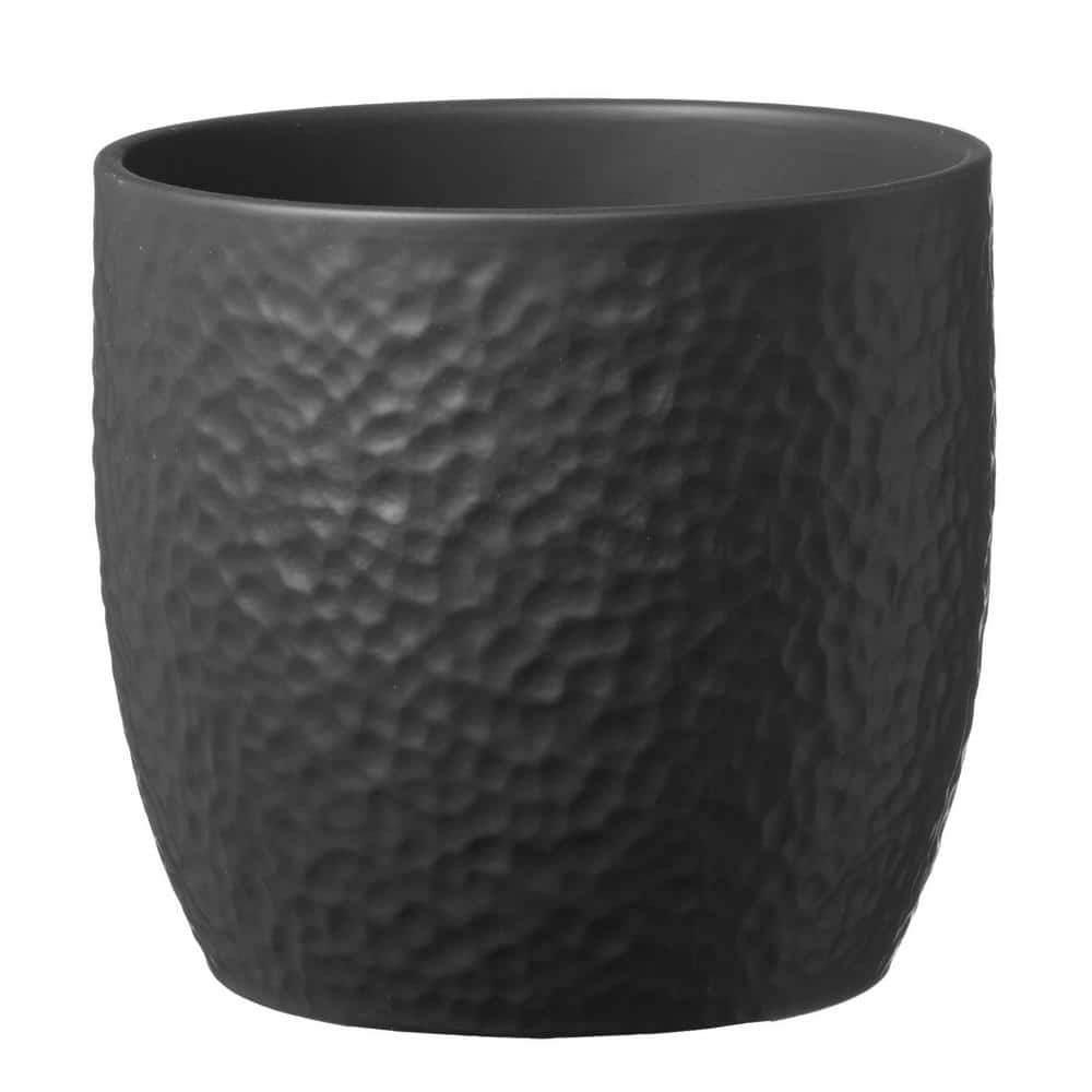 Vigoro Ellory 8.3 in. x 8.3 in. D x 7.9 in. H Medium Matte Black Ceramic Pot 57152