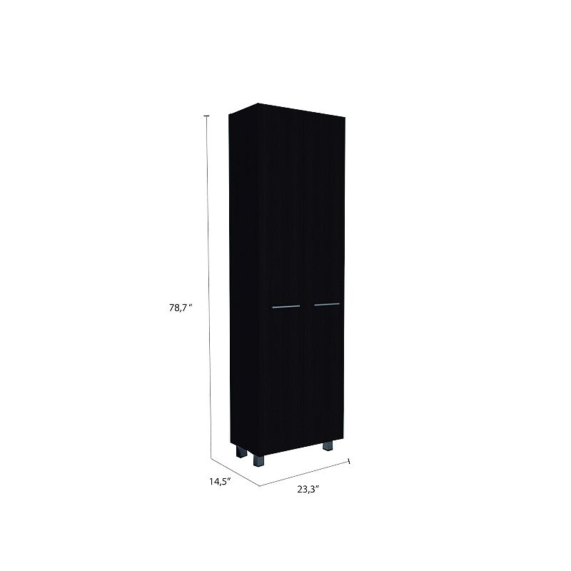 DEPOT E-SHOP Collins Pantry Cabinet， Five Interior Shelves， Black