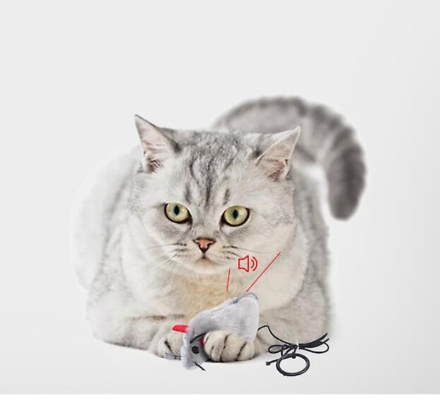3 Pcs Mouse Shape Cat Toy Cat Interactive Toy Squeaky Cat Teasing Toy With Pull Ring